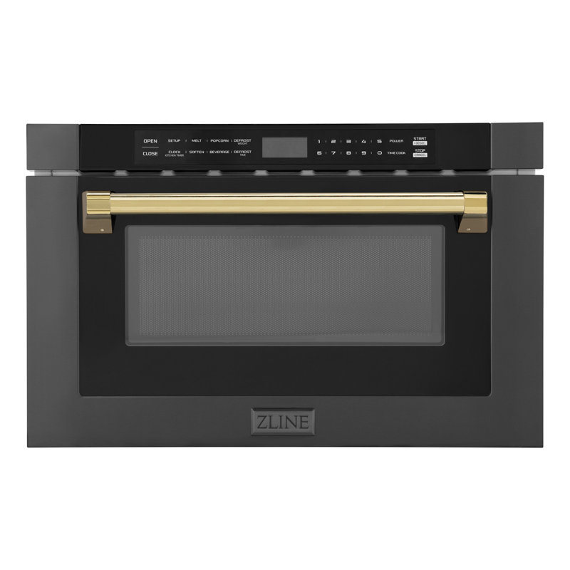 24" 1.2 cu ft. 1000 - Watt Black Stainless Steel Microwave Drawer with Sensor Cooking, Gold