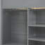 Élégant lit mezzanine double gris avec bureau et rangement: 4 tiroirs, tablettes, armoires - étagères Hub Blaze-2019079058
