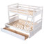 Lit simple superposé au dessus d'un lit double avec rangement, pin massif fabriqué en bois massif durable