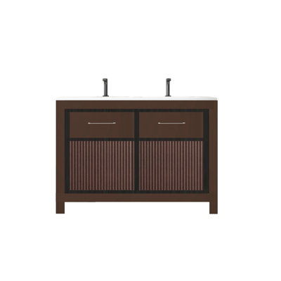 47.05'' Double Bathroom Vanity with Solid Surface Top