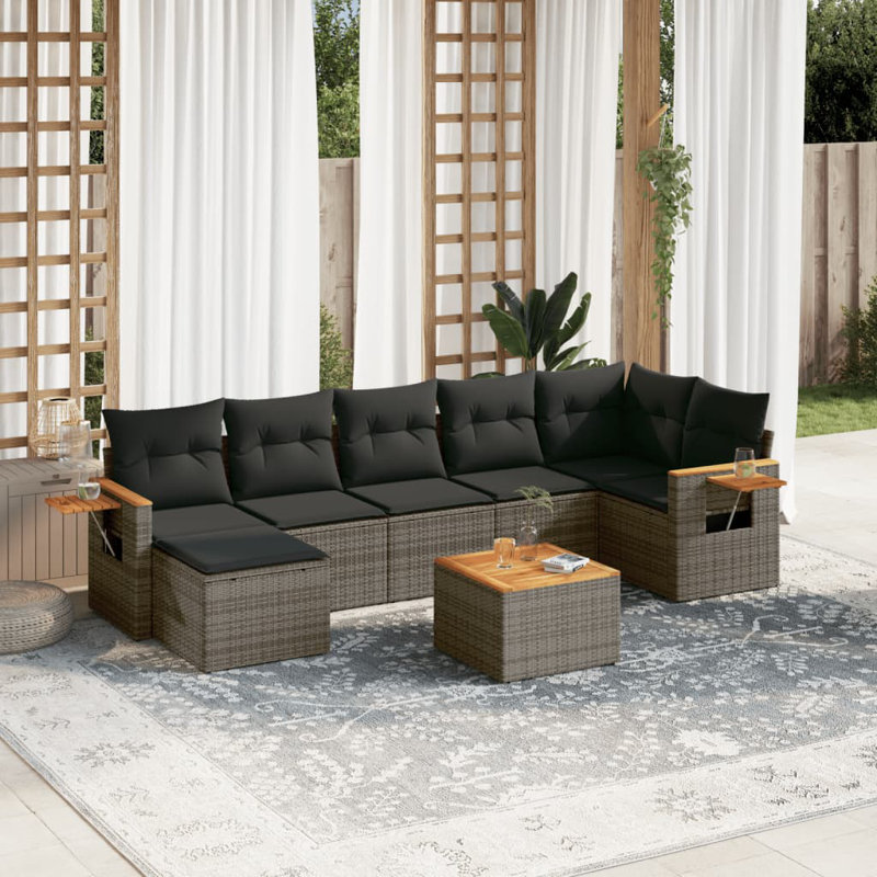 Grand canapé modulaire en rotin PE Vidaxl, Gris