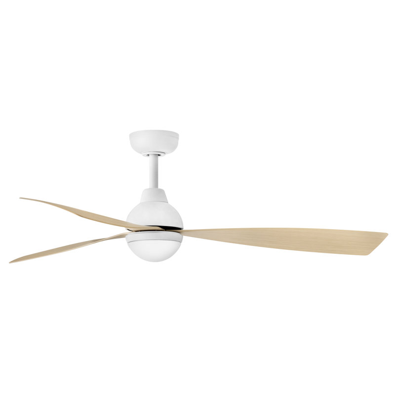 Brona Ceiling Fan with LED Lights, Matte White/Natural, 56"