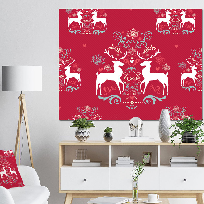 « jolie renne de motif de noël avec flocons de cristal », impression, H 20 po x l 20 po x P 1 po