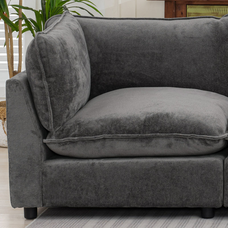 Canapé modulaire surdimensionné Heffernan, Chenille grise foncée, H 33,10 po x l 137,90 po x P 100,86 po