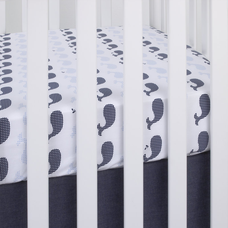 Drap housse de lit 100% coton baleines