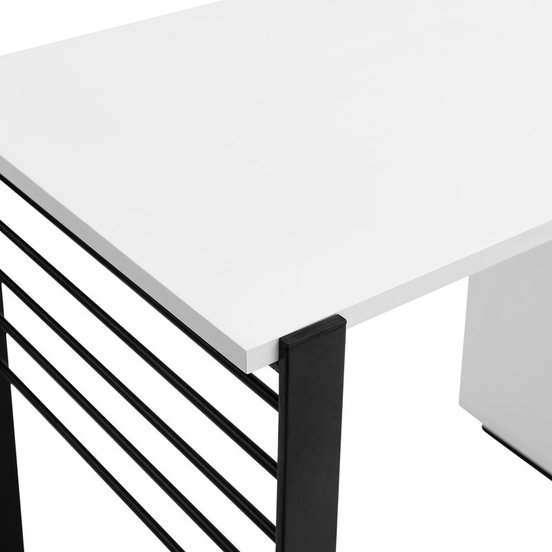 Spigner Tuleta Desk with Cabinet Storage, White/Black