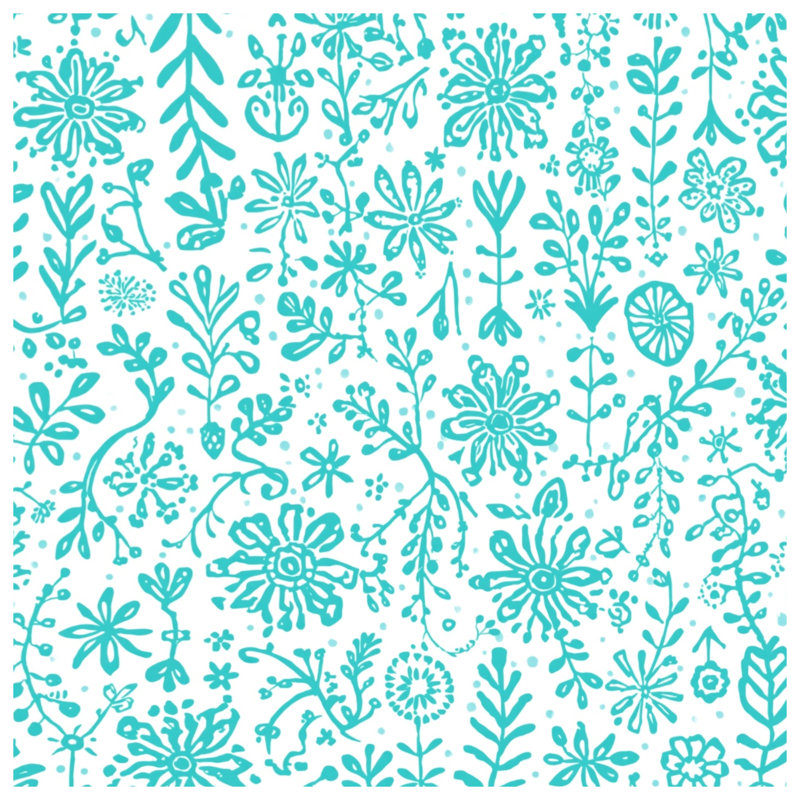 Couvertures à motif floral turquoise, 50in W x 60in H