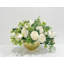 French Country White Peony Stems With Baby Green Spray - Faux Peonies For Home Décor
