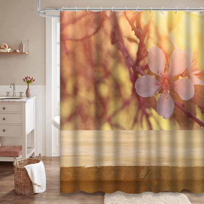 Rideau de douche imperméable Rustic Cherry Blossom