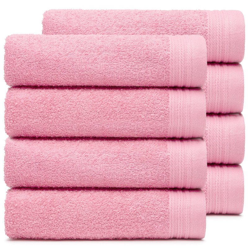 Ensemble de serviettes essuie-mains 100% coton 4 pièces Kendra, Rose rose, 8