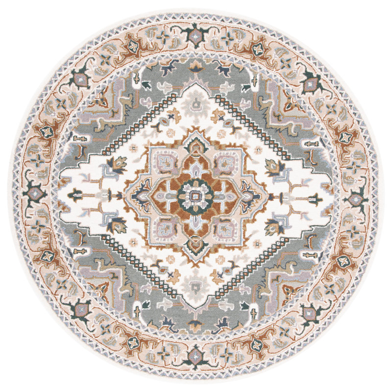 Cangelosi Hand Tufted Wool Oriental Indoor Rug, Round 4'