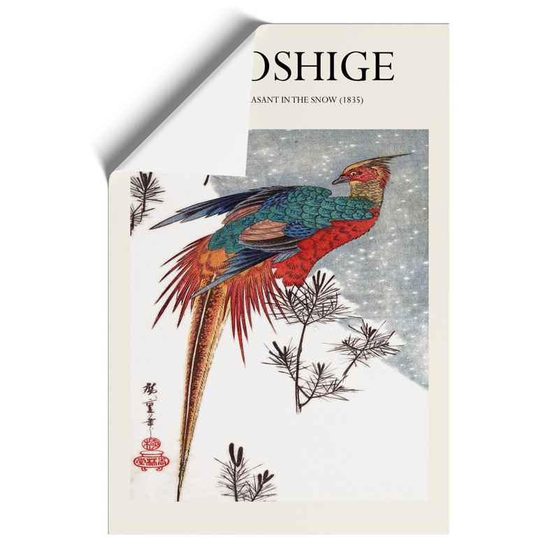 A Golden Pheasant by Utagawa Hiroshige - No Frame Painting, 42cm H x 30cm W x 0.1cm D