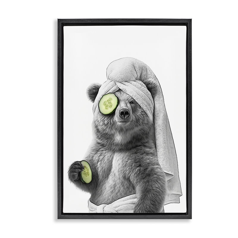 «Fun Bear Face Mask» par Annalisa Latella, H 25 po x l 17 po, Cadre flottant noir de jais