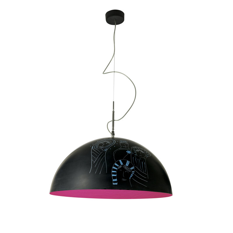1 - Light Black Dome Pendant, Black/Magenta