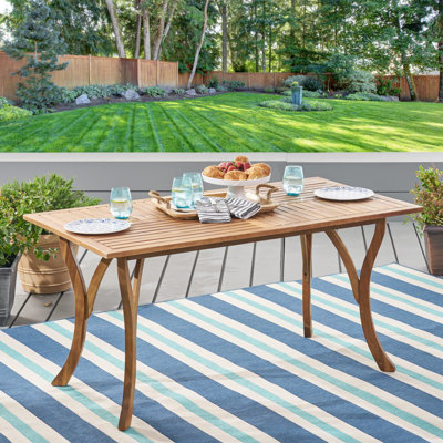 Table de salle à manger d'extérieur rectangulaire en bois massif de 59 pouces
