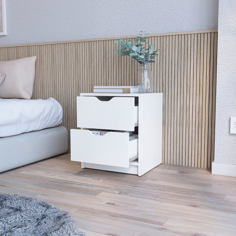 Table de chevet blanche 2 pour la chambre à coucher - offre de nombreux vêtements de rangement dans la finition ajoute une touche moderne