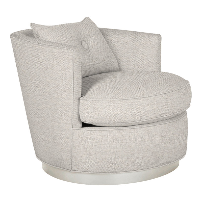 Bernadette By Michael Weiss Swivel Barrel Chair, Impala Linen, Casa Blanca