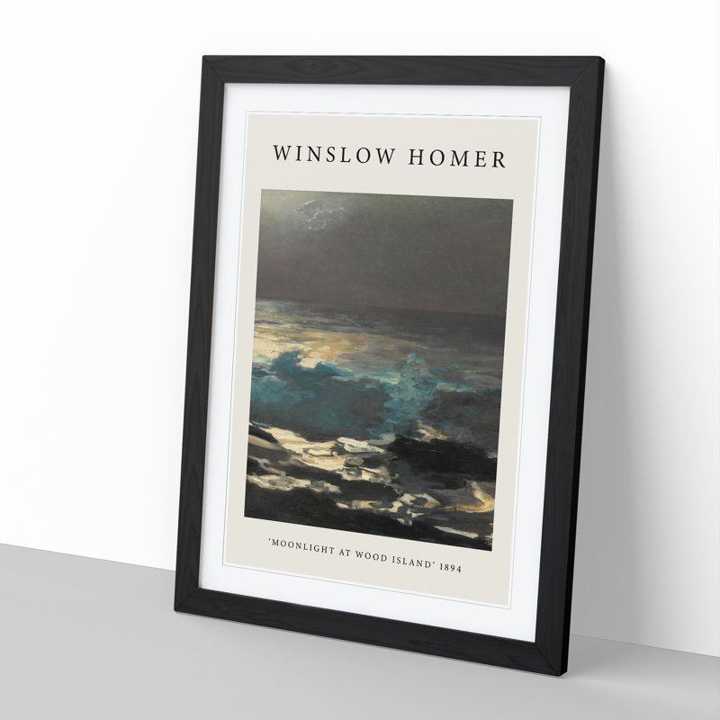 Moonlight at Wood Island by Winslow Homer - Picture Frame Painting, 36cm H x 27cm W x 2cm D