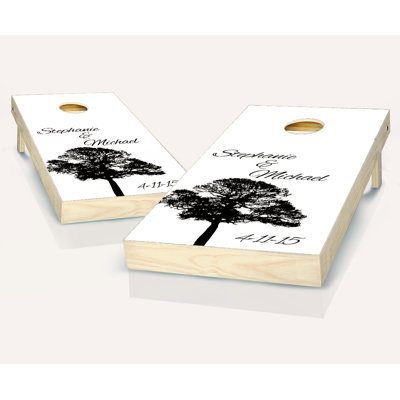 Ensemble de cornhole en bois massif avec sacs de mariage 2 'x 4'