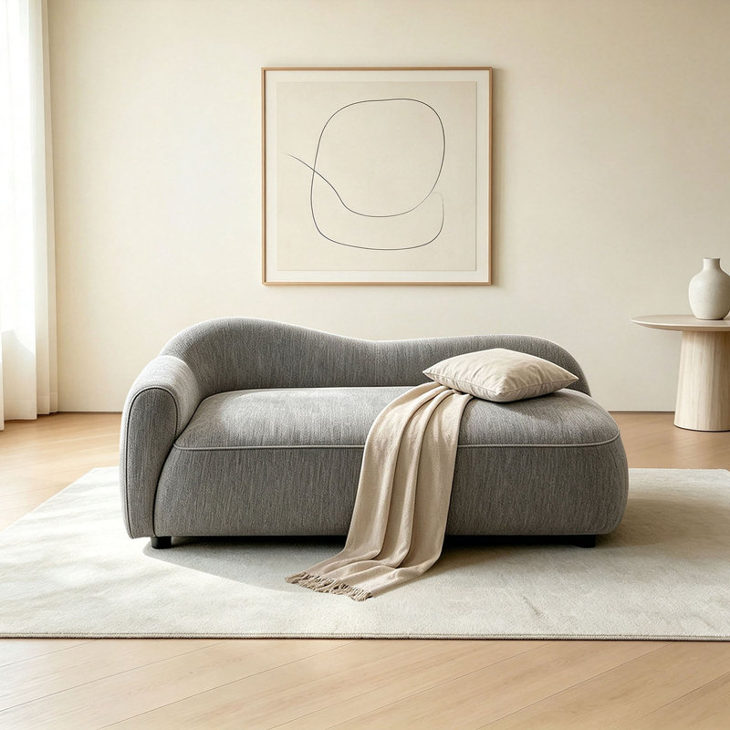 Chaise longue simple en tissu simple d'intérieur, Orienté vers la gauche