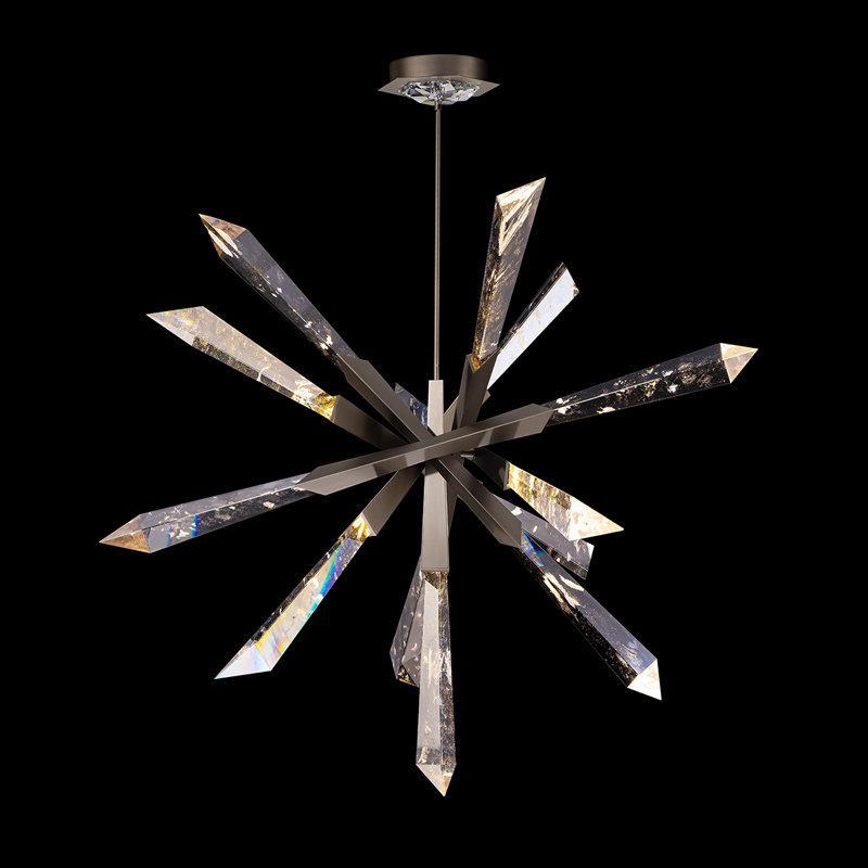 Solitude 12 Light Crystal LED Chandelier, Antique Nickel