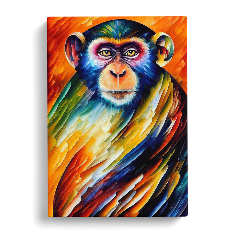 Monkey Portrait No.1 - Wrapped Canvas, 50cm H x 35cm W x 3cm D