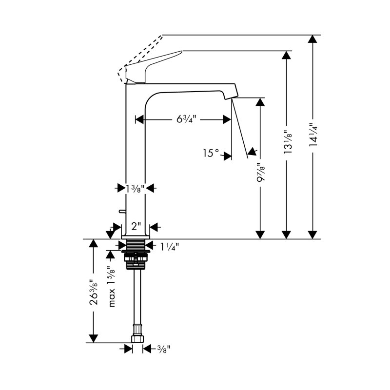 AXOR Citterio Single Hole Standard Bathroom Faucet, Chrome