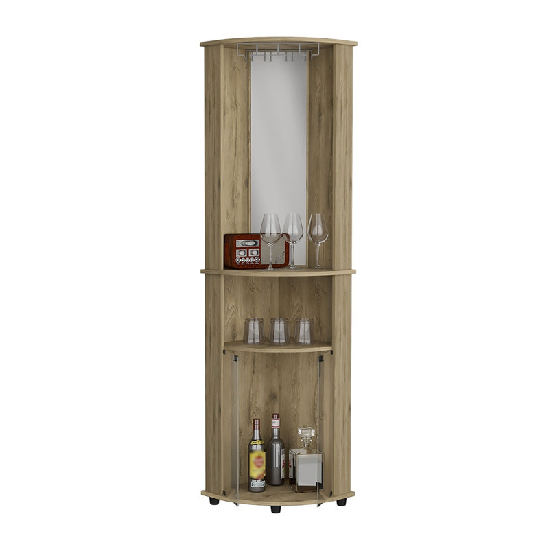 Bar d'angle avec trois tablettes Rialto, finition Macadamia