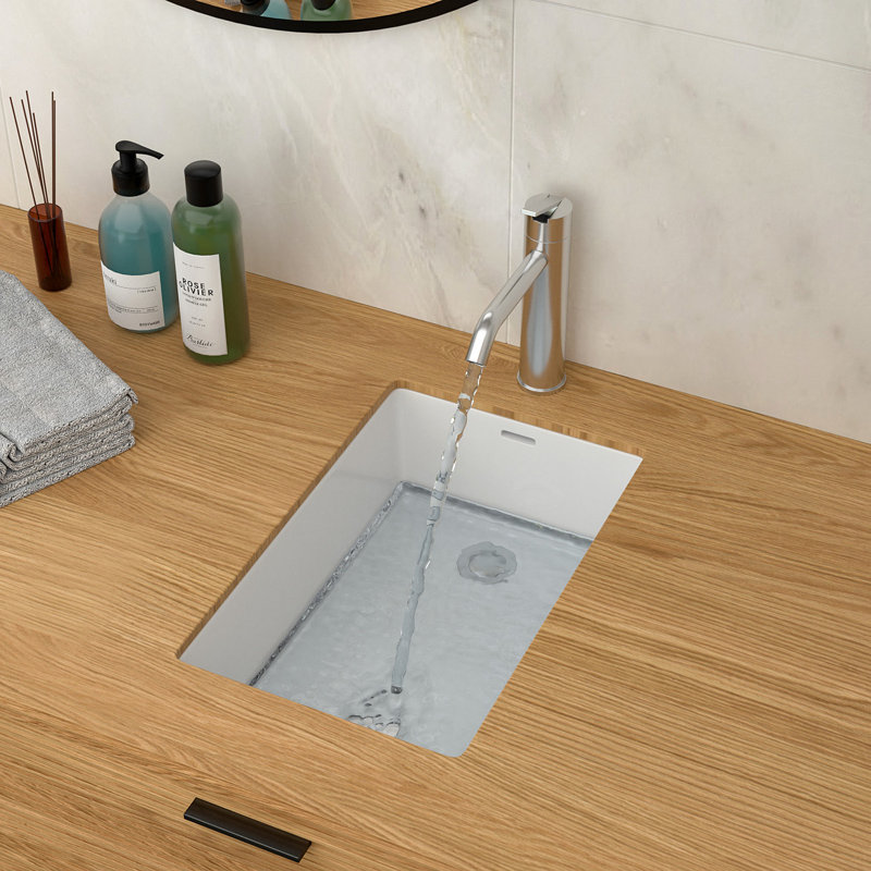 Lavabo de salle de bain vertical en céramique blanc encastré avec trop-plein 13,75 "X 20,25"