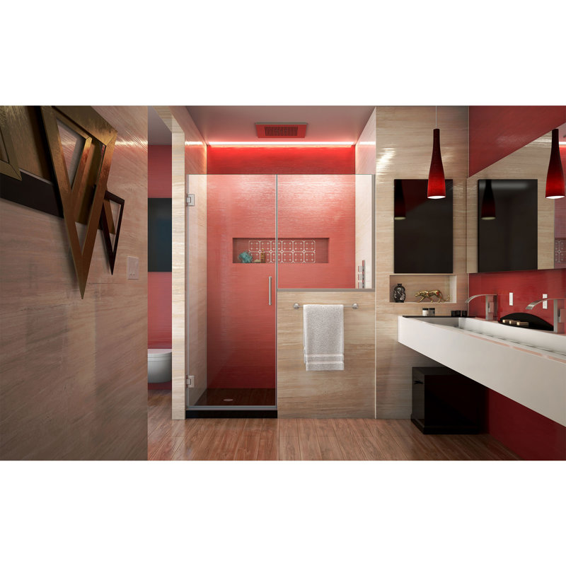 Porte de douche sans cadre avec technologie ClearMax ™ Unidoor Plus l 58 po x H 72 po, Nickel brossé