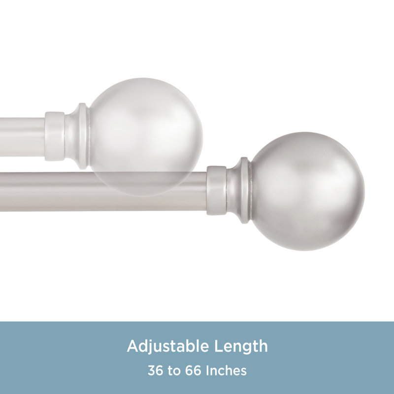 Mercer Brushed Nickel Adjustable Curtain Rod with Ball Finials