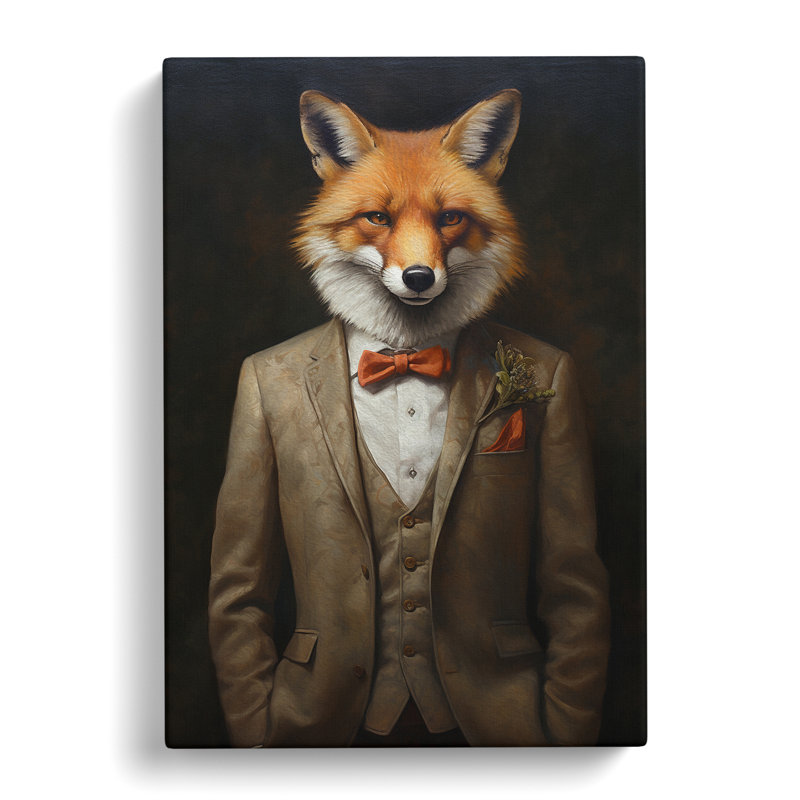 Fox in a Suit Painting No.2 - Wrapped Canvas, 50cm H x 35cm W x 3cm D