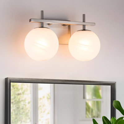 Bathroom Vanity Light With Round Shape Cloud Glass Shade