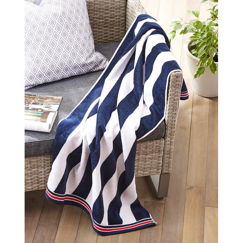 Dash Navy Striped Beach Towel