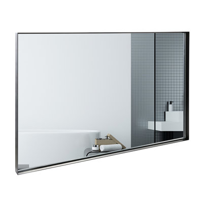 Bathroom Mirror 40X30inch Silver Rectangular With Decorative Beveled Edge Design Rectangle Wall For Bathroom, Hd Reflection