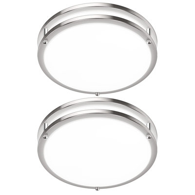 Ensemble de 2 luminaires de plafond à DEL 36 W (450 W équivalents), plafonniers encastrés modernes 12 po, plafonniers à intensité variable 3200LM super lumineux, 3000K / 4000K / 5000K réglable pour le couloir de la salle de bain de la chambre à coucher
