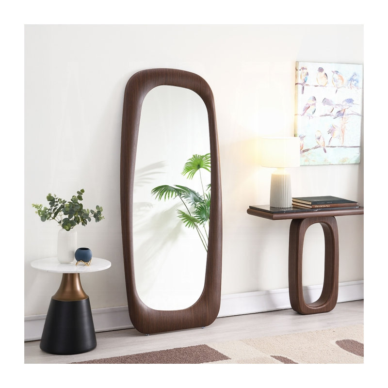 Miroir de plancher Mollett, Bois beige