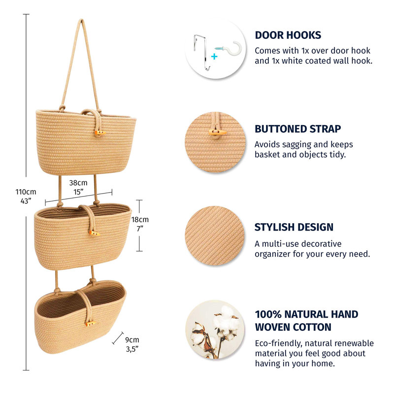 Panier en tissu à 3 niveaux, Miel complet