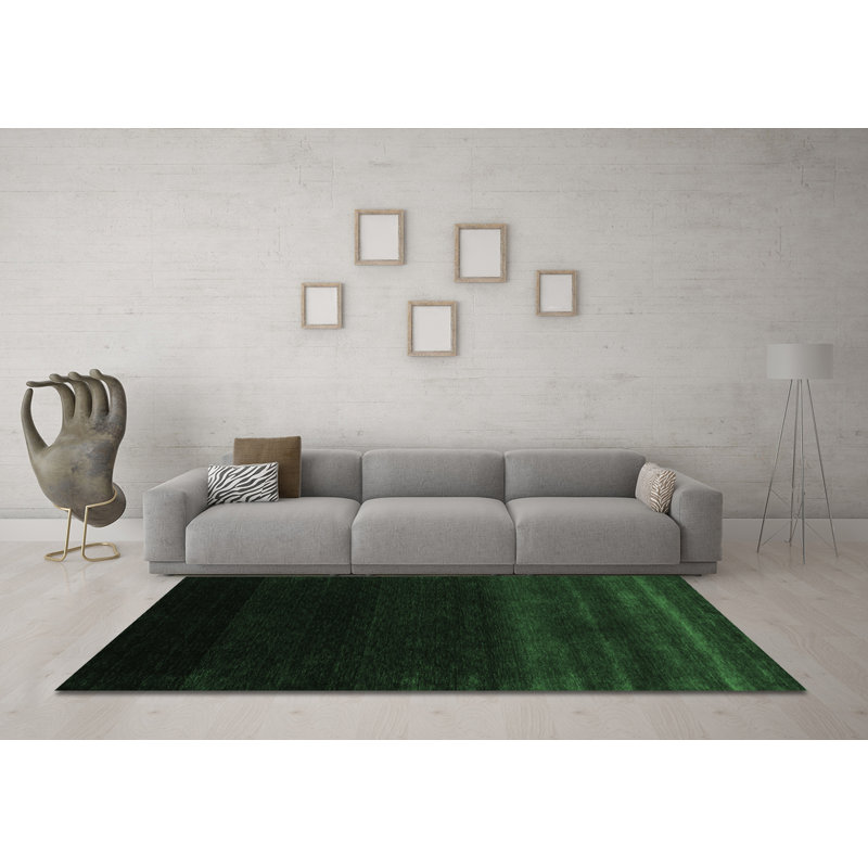 Tapis contemporains vert émeraude lavable à la machine 1779, Carré de 6 pi