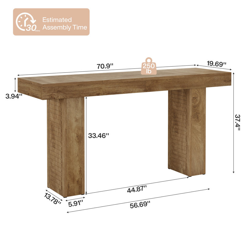 Table de bar de 70,9 po de largeur, table de salle à manger rectangulaire à hauteur de comptoir Modern Farmhouse, unités de bar pour la cuisine, bistro