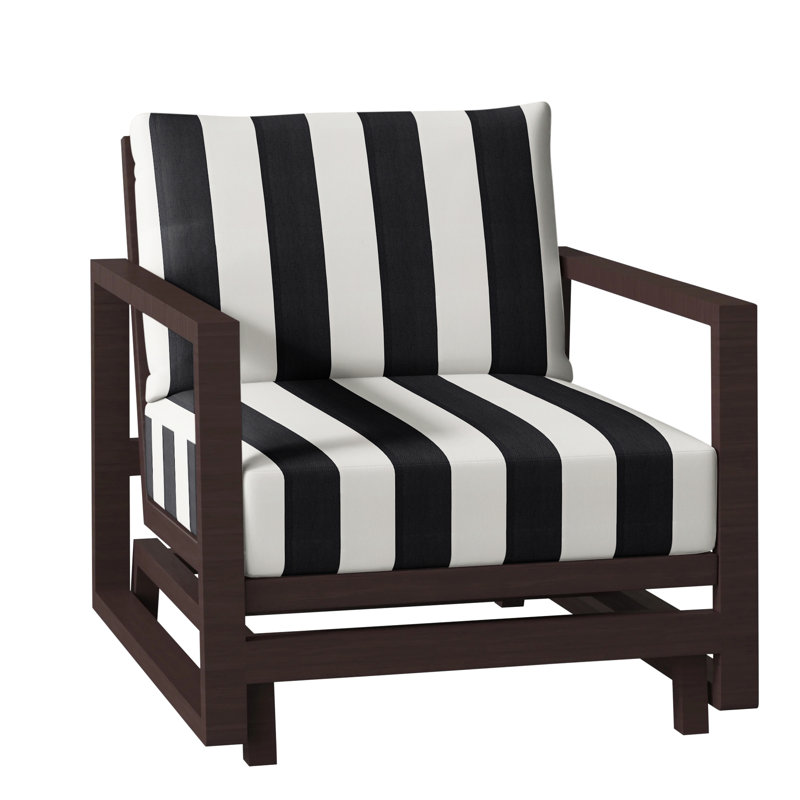 Avondale Patio Lounge Chair with Cushions, Cabana Stripe Midnight, Avondale Aluminum #60 Oak, No Welt