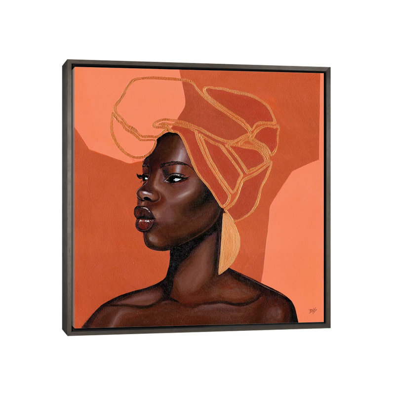 « Adah » par Bria Nicole-impression d’art graphique, H 26 po x l 26 po x P 1,5 po, Toile encadrée de bois rustique foncé