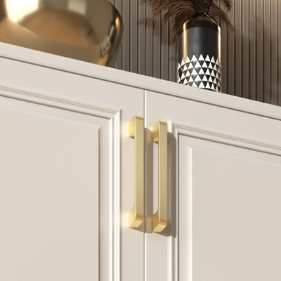 Paquet de 10 poignées d'armoire en or brossé 5 po