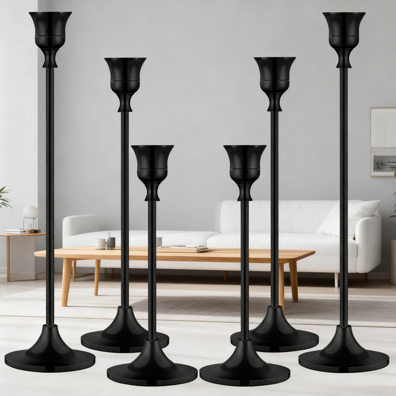 Vintage Metal Candle Holders Set For Taper Candlesticks, Tall Candelabra Stands With Durable Rust-Proof Design For Elegant Home And Event Decor