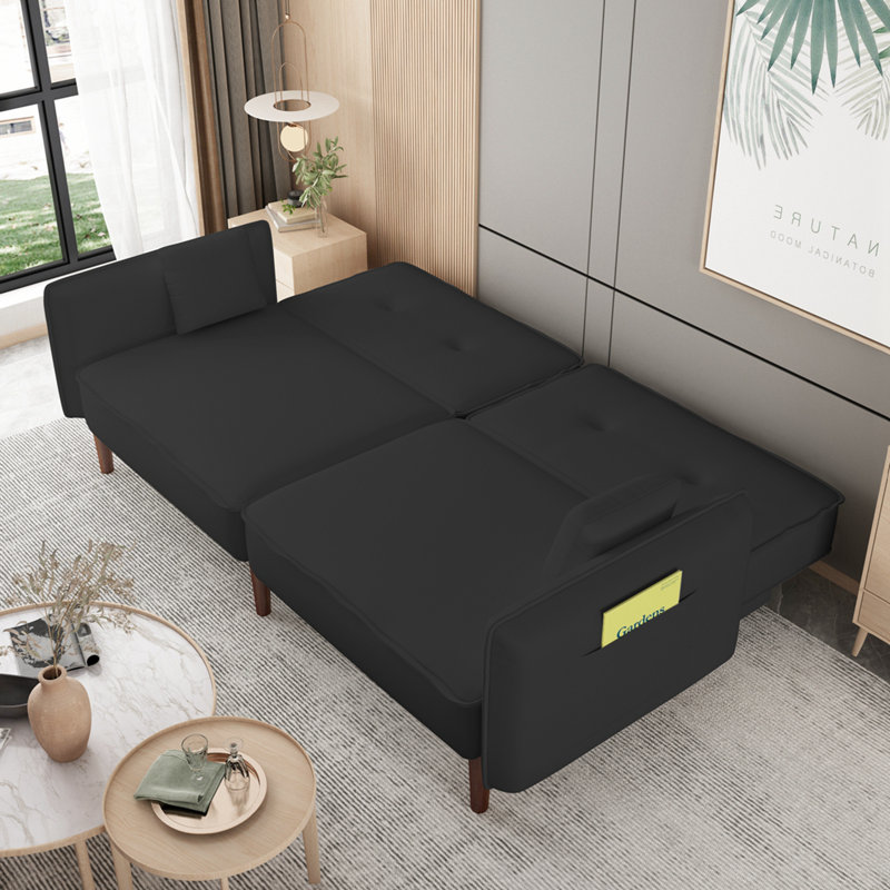 Molino Twin 75'' Upholstered Convertible Sofa, Black