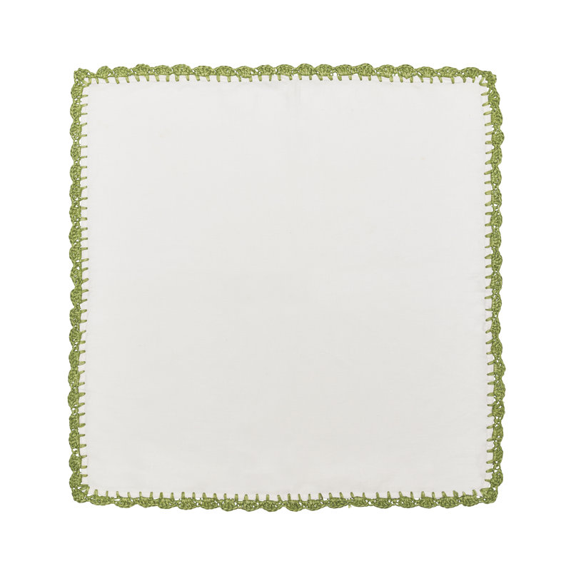 Shell Edge Napkin, White/Green