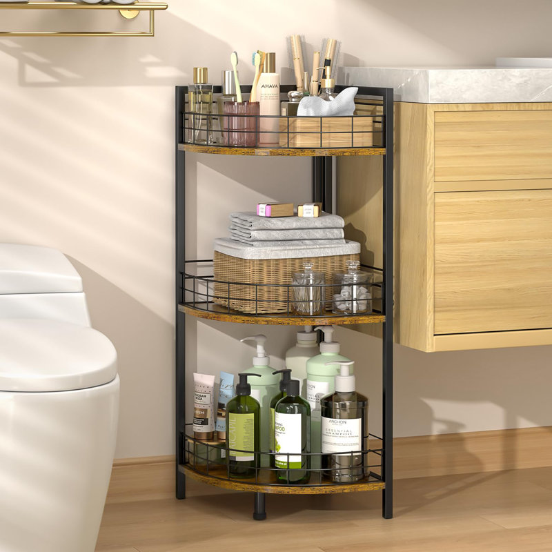 Étagère de salle de bain, Noir / brun