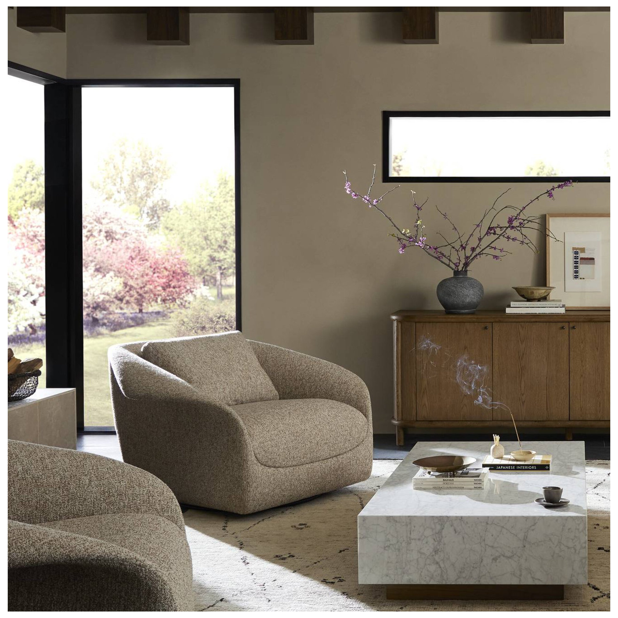 Latongia Upholstered Swivel Armchair, Yuma Dove