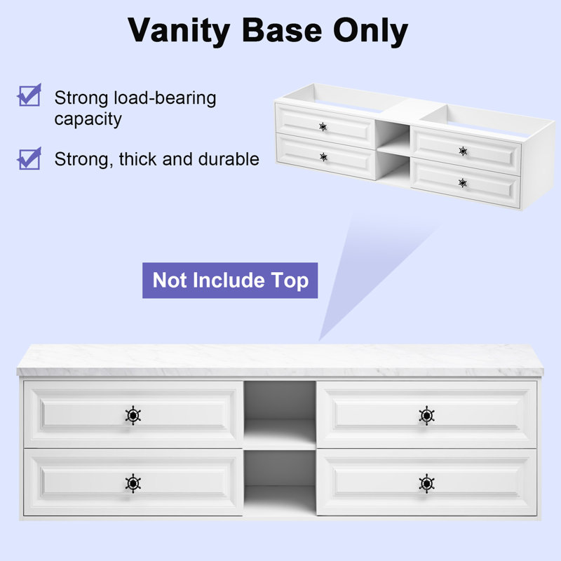 84'' W Wall Mounted Double Bathroom Vanity Base