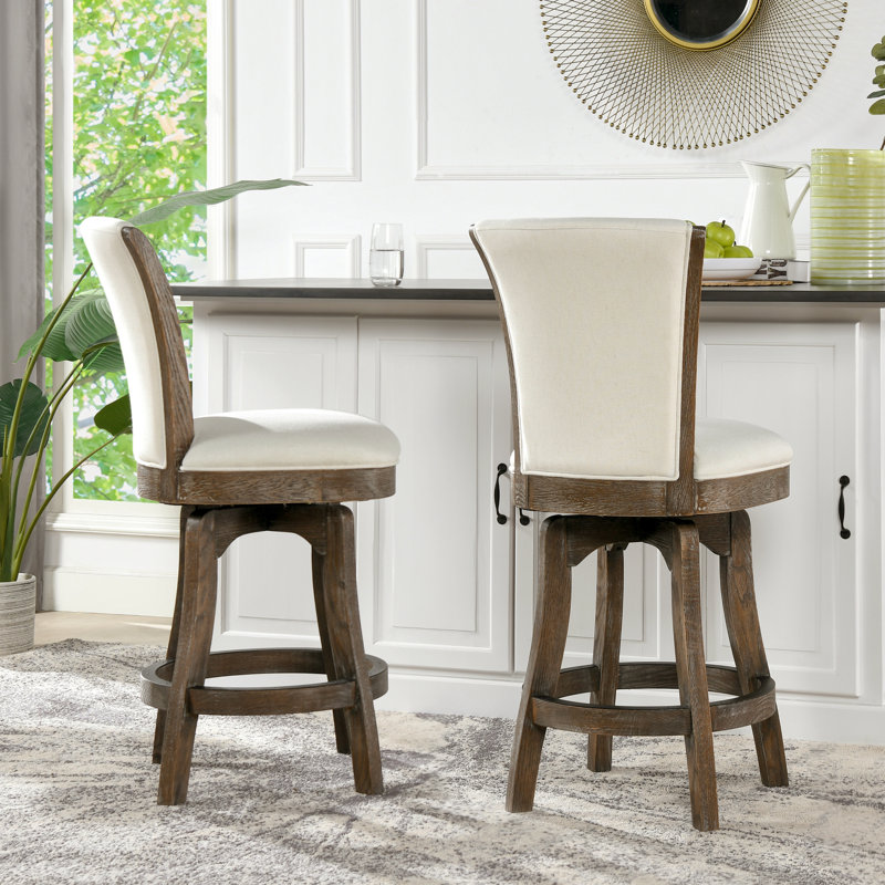 Brainly 27 inches Armless Swivel Counter Height Bar Stool, Natural White